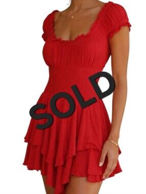 Princess Polly Red Ruffled Tiered Mini Rumper Size 10